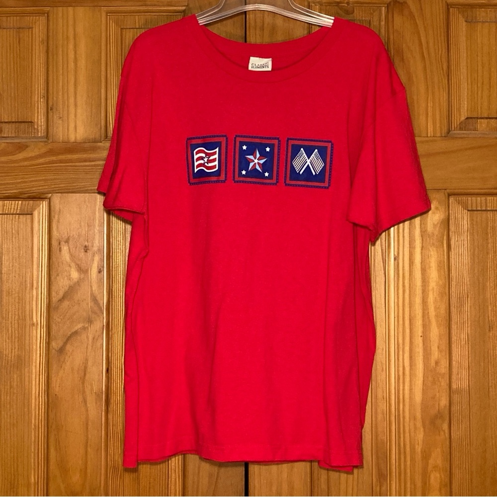 NWOT Classic Elements Vintage 90s Patriotic Short Sleeve T-Shirt Red Size XL